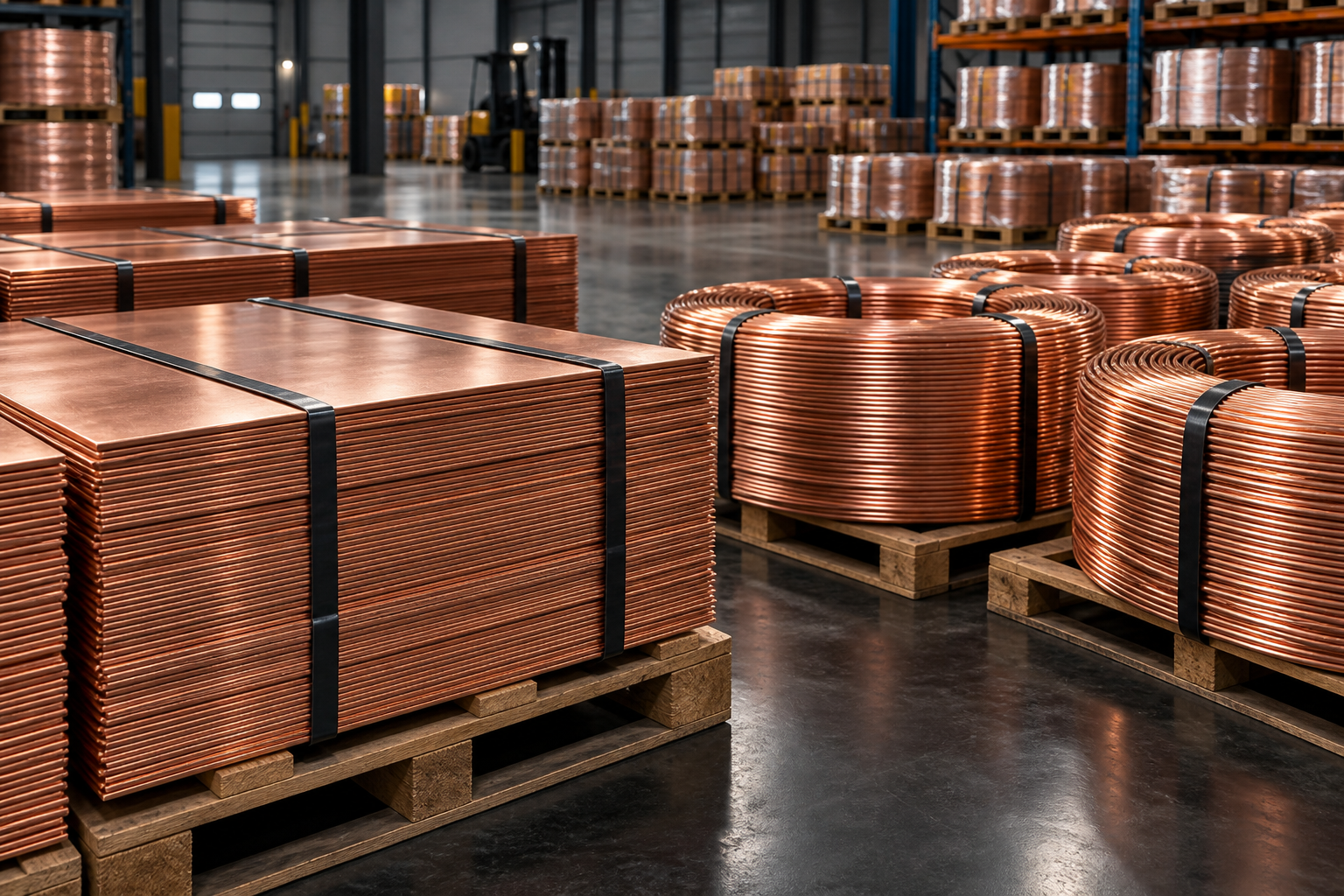 Copper cathode sheets and wire coils